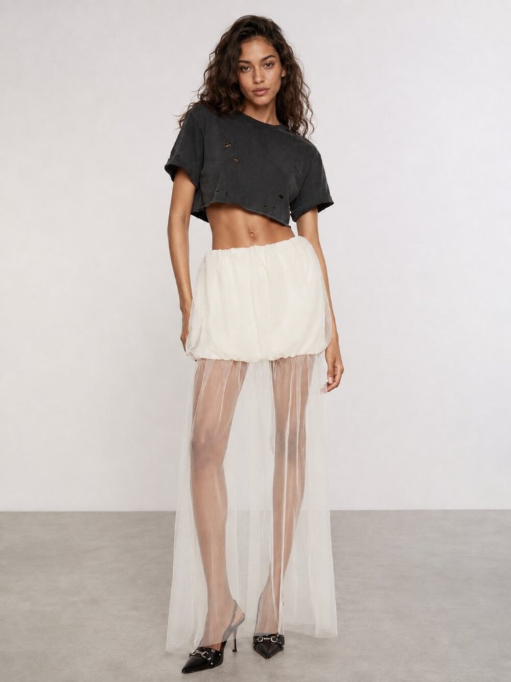 INNOVARE DENIM Ciro Lace Mesh Skirt NEW NWT